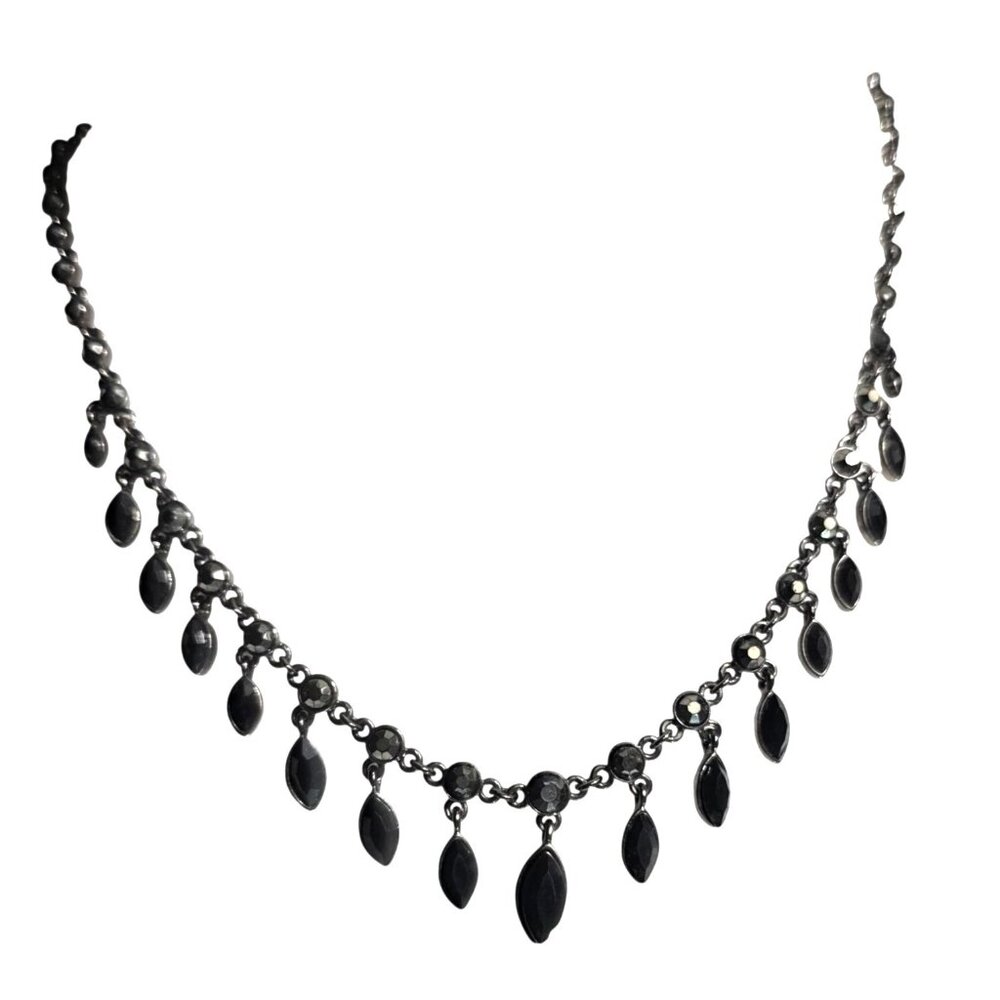 Black Leaf Drop Necklace  Adjustable Lobster Clasp Jewelry elegant minimalist